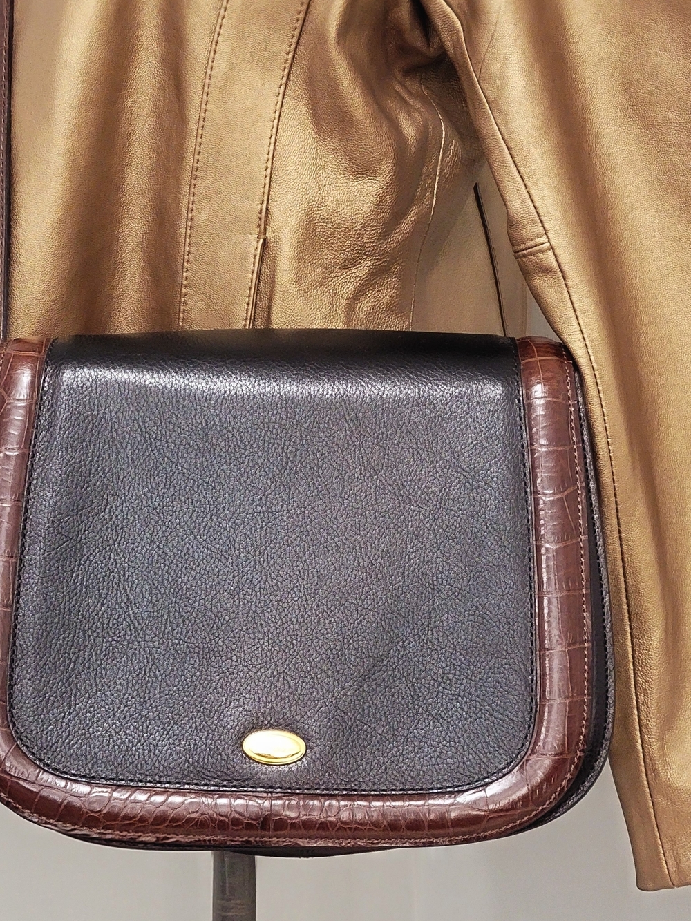 Vtg 80s BALLY Black Leather Crossbody Bag & Matching Wallet Set Made in Italy